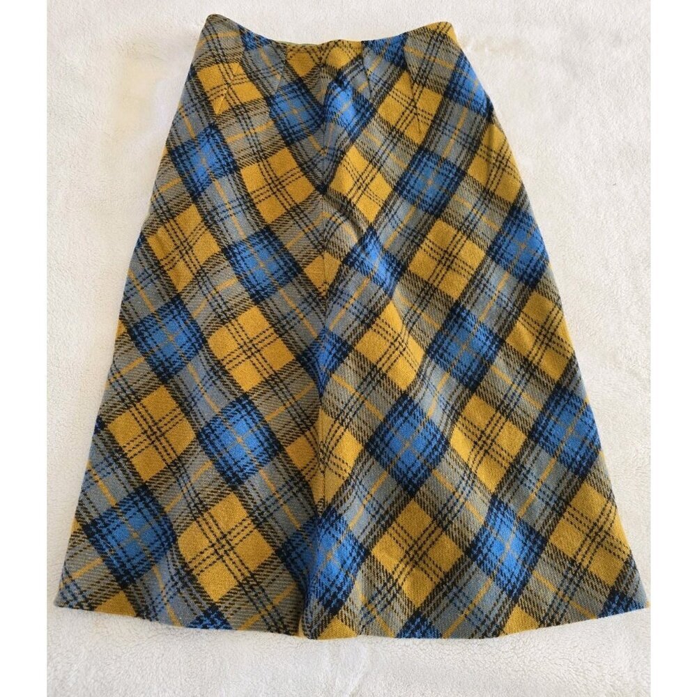 Vintage Wool Skirt Junior Womens‎ Blue Plaid By Jantzen